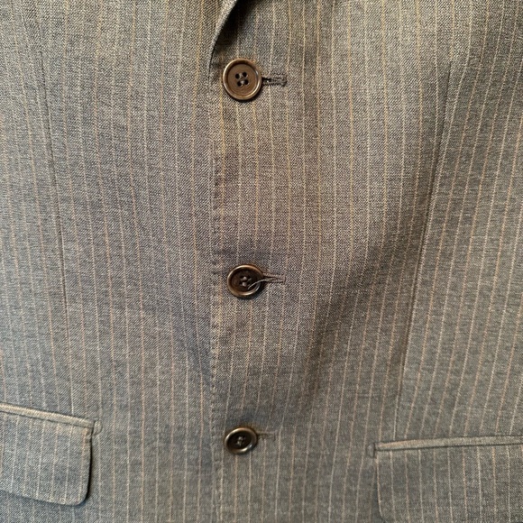 Zero Alta Sartoria 38 R Italian Super 120s Wool Blazer Gray W/ Tan White Stripes - Picture 2 of 12
